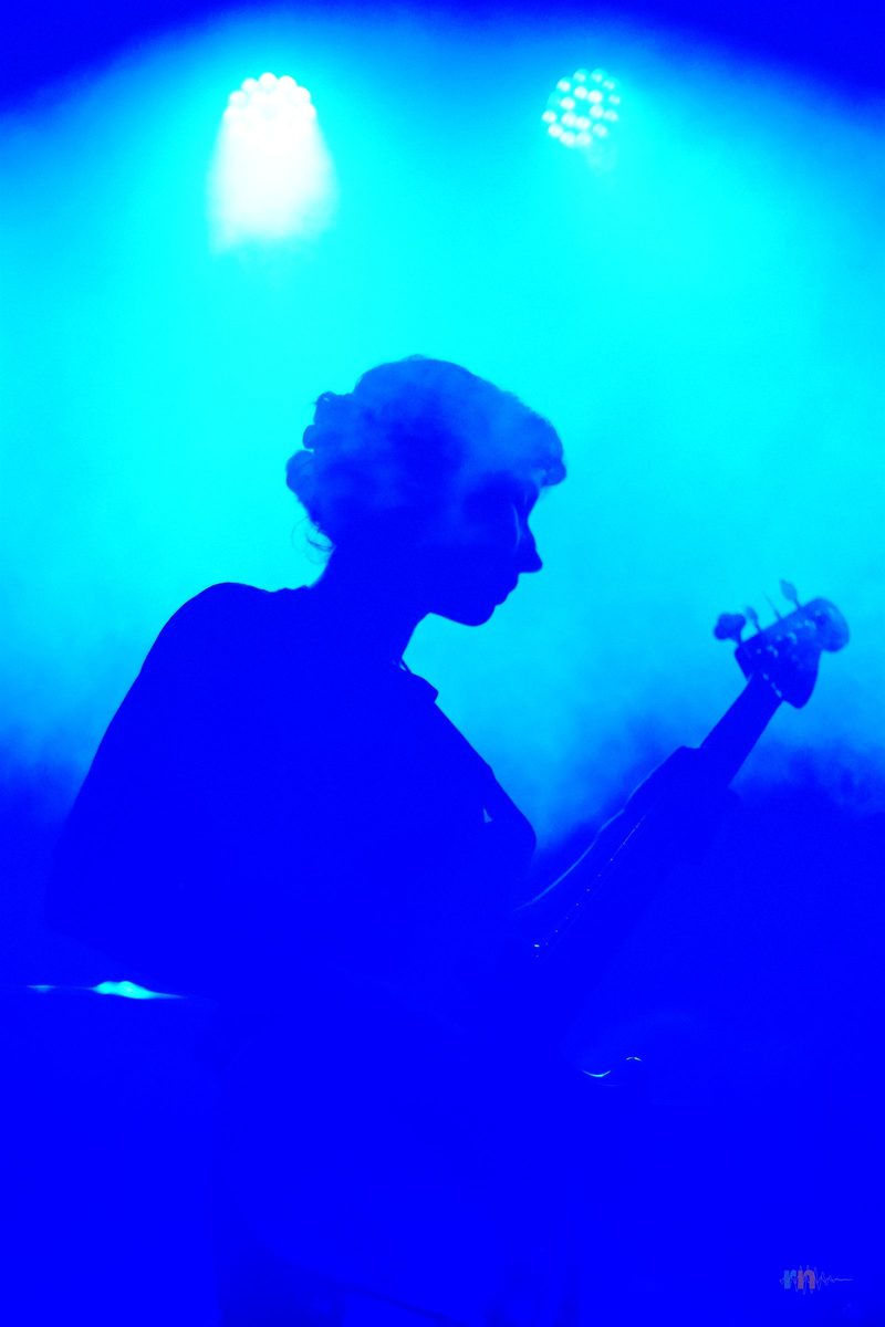 Viva Belgrado in blue silhouette during the concert