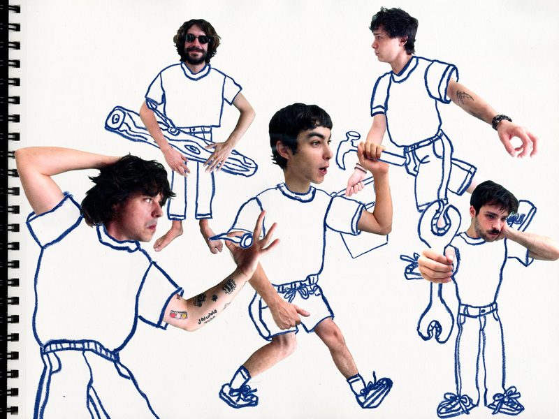 Official composition featuring the five members of Construimos Escaleras